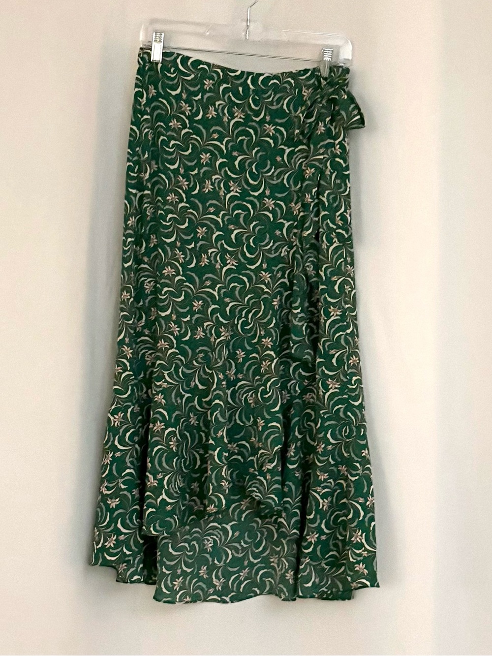 Max Studio Green Floral Wrap Maxi Skirt